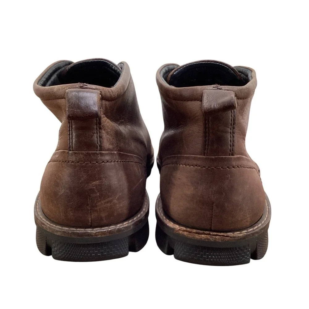 ECCO Chukka Ankle Boots Mens Size 44‎ EU 11 US Brown Leather Lace Up Shoes